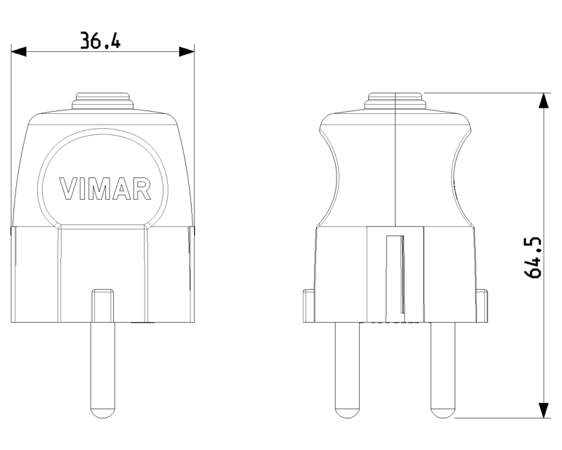 2P+E 16A German axial plug black - Image 2