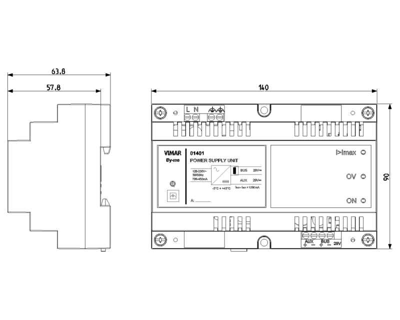 Supply unit 120-230V~ 29Vdc 1280mA - Image 2