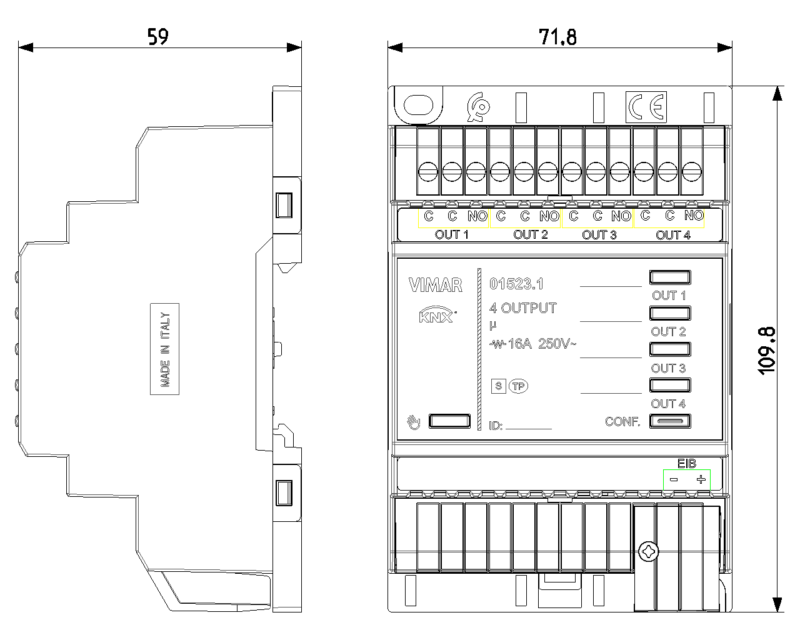 250V 16A 4-output actuator KNX - Image 2