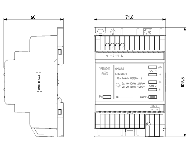 Dimmer KNX 2 OUT200W LED 120-240V - Image 2