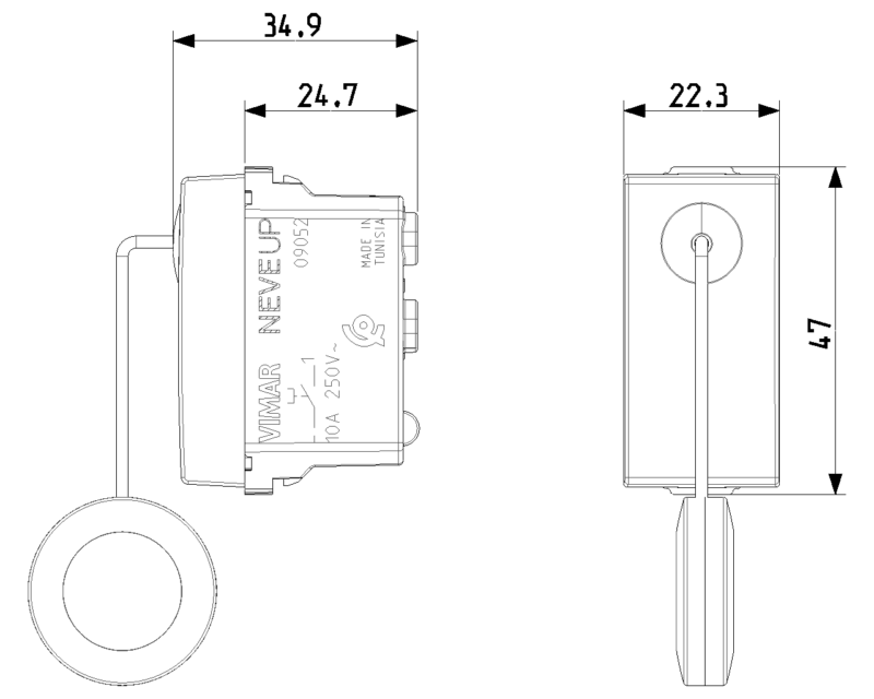 1P NO 10A cord-operated push white - Image 2