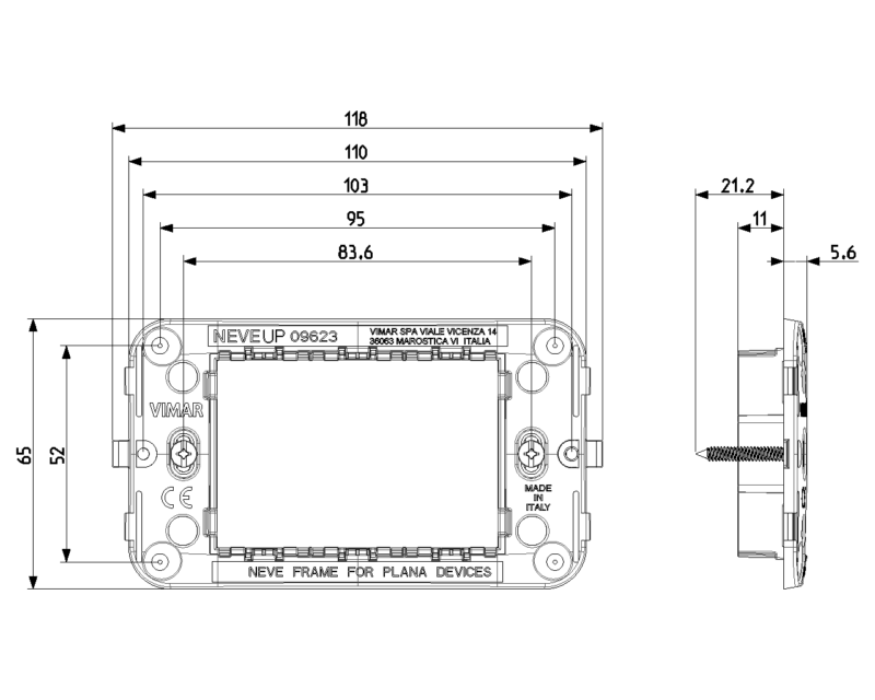 Mounting frame Plana/Neve+screws - Image 2