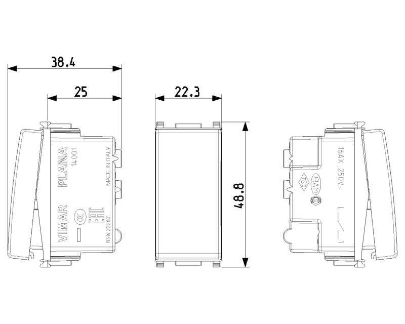 1P 16AX 1-way switch white - Image 2