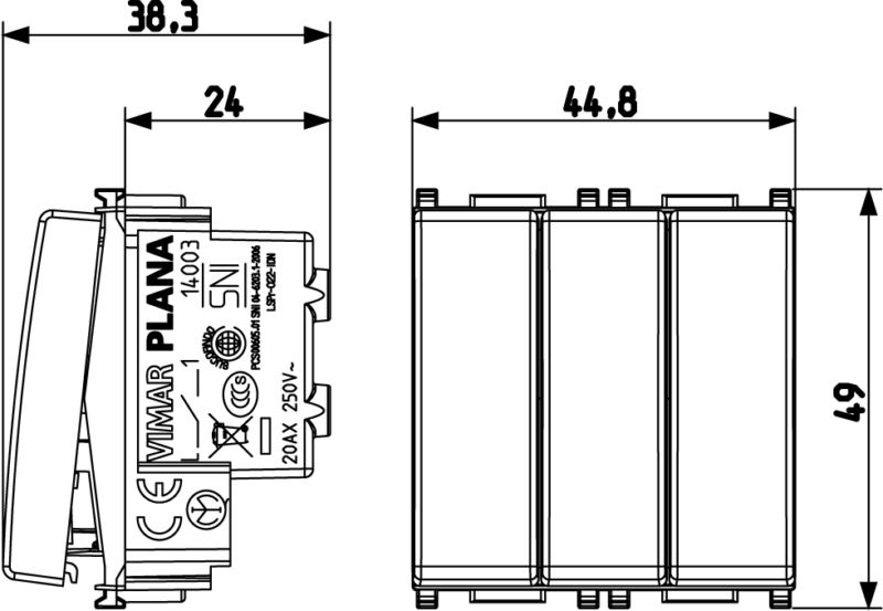 Three 1P 20AX 1-way switches white - Image 2