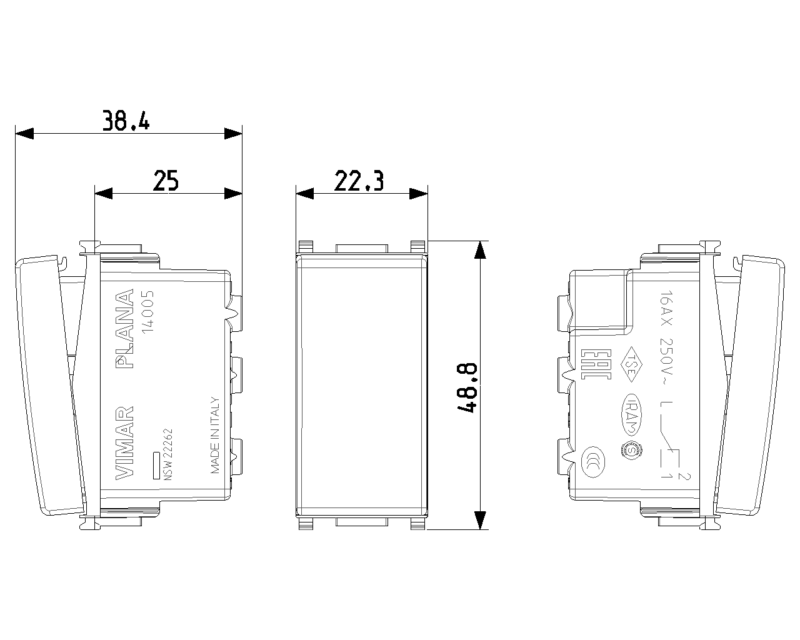 1P 16AX 2-way switch white - Image 2