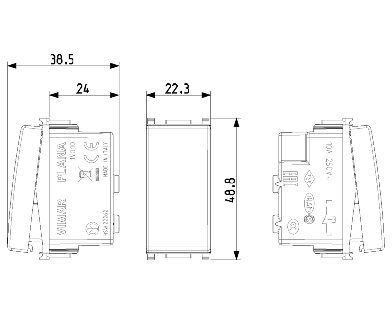 1P NC 10A push button white - Image 2