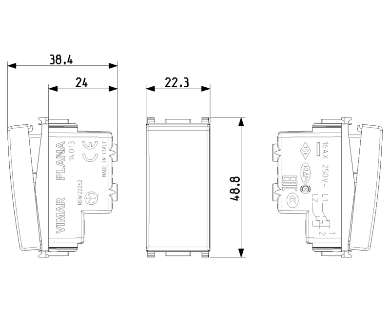 1P 16AX reversing switch white - Image 2