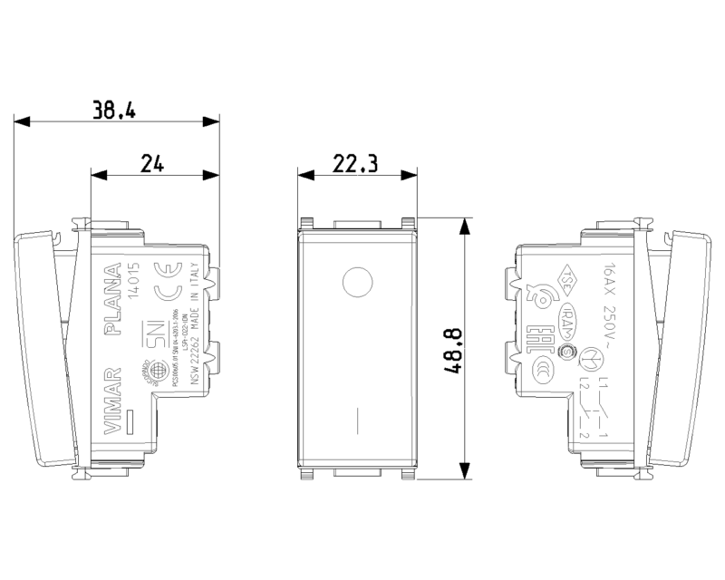 2P 16AX 1-way switch white - Image 2