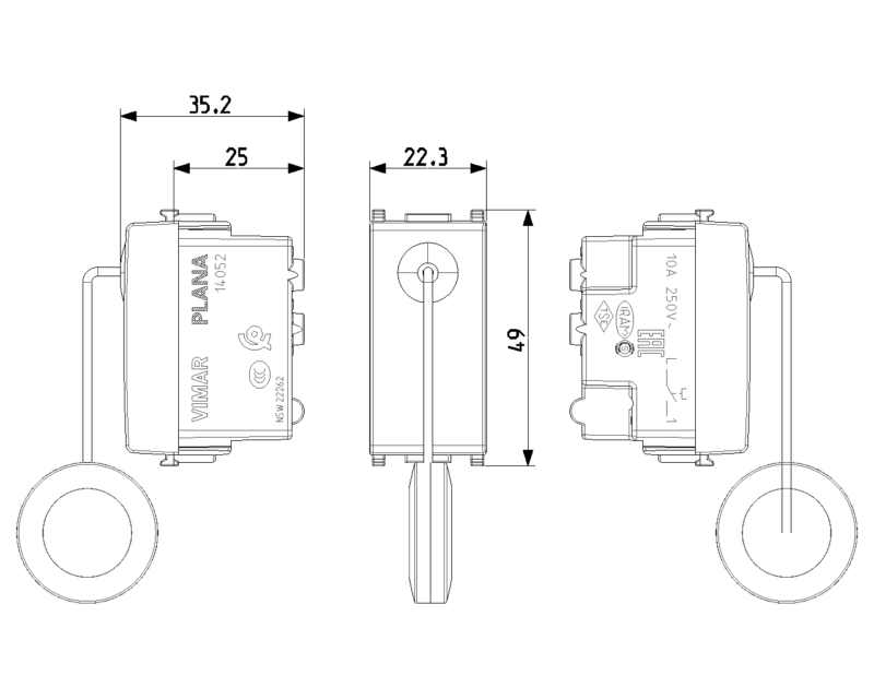 1P NO 10A cord-operated push white - Image 2