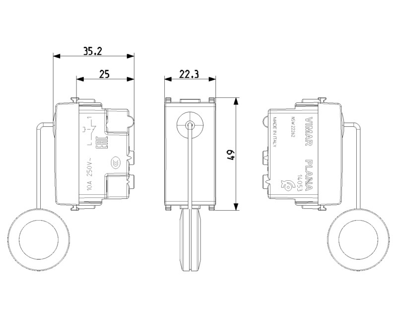 1P NC 10A cord-operated pushbutton white - Image 2