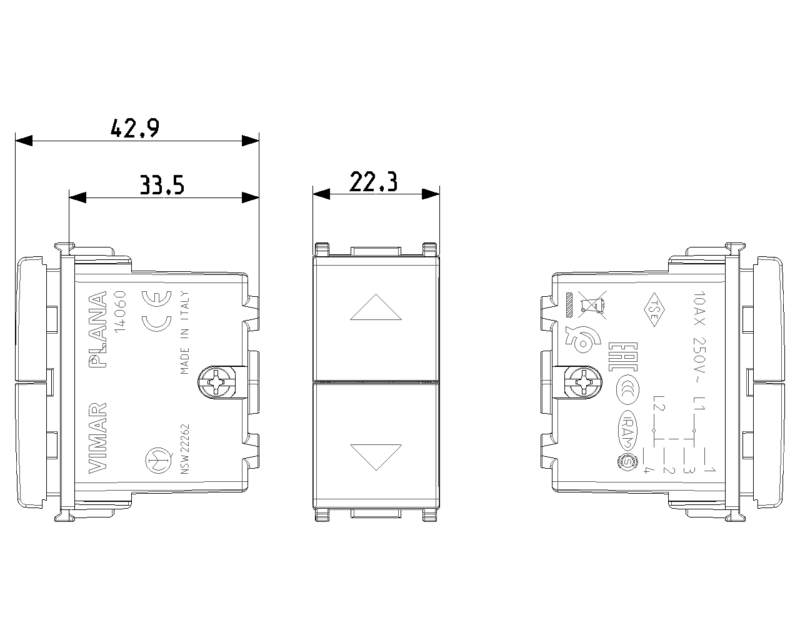 2-button 2P 10AX 2-way switch white - Image 2