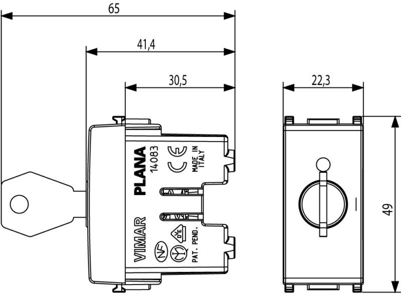 2P 16AX 1-way switch +key in OFF white - Image 2