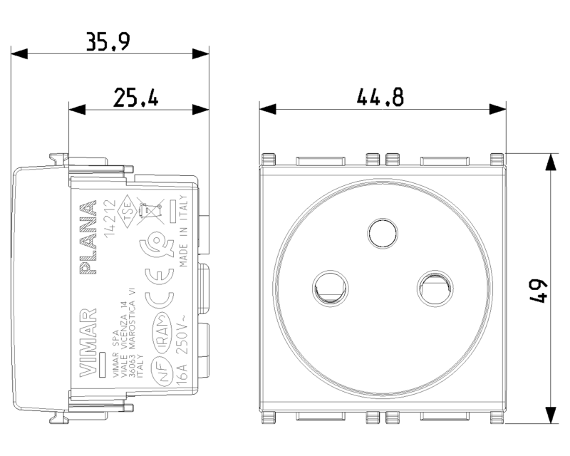 2P+E 16A French SICURY outlet white - Image 2