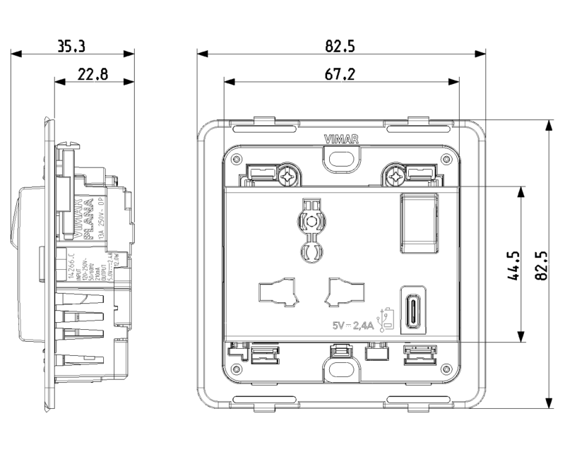 2P+E13A SICURY Mult.+USB C socket white - Image 2