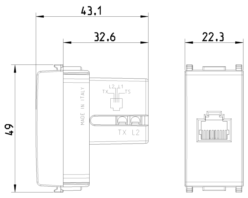 RJ11 phone jack 6/4 white - Image 2