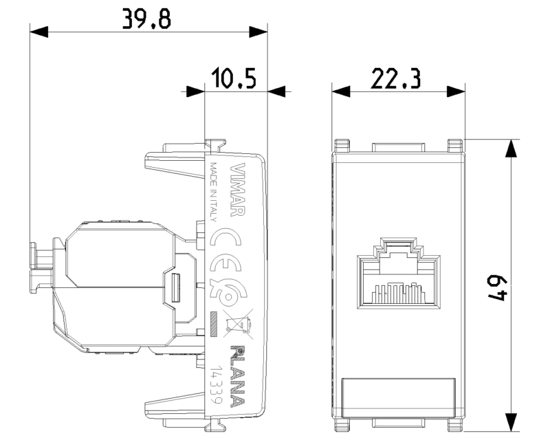 RJ45 Cat6A Netsafe UTP outlet white - Image 2