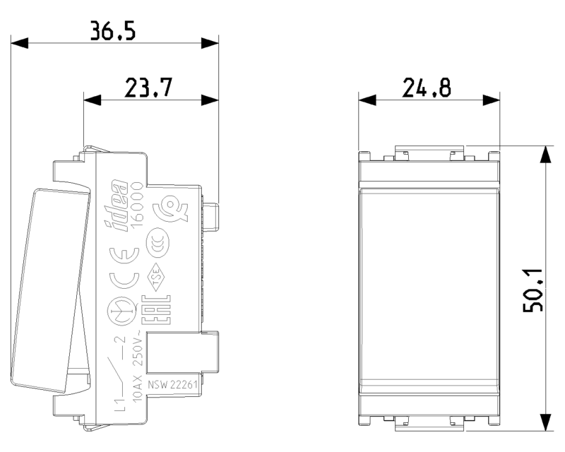 1P 10AX 1-way switch grey - Image 2