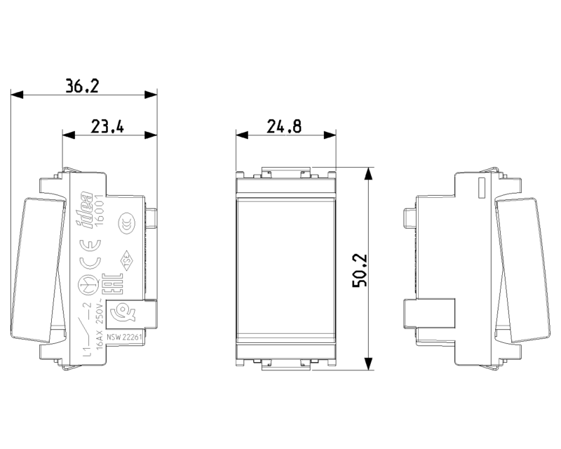 1P 16AX 1-way switch grey - Image 2