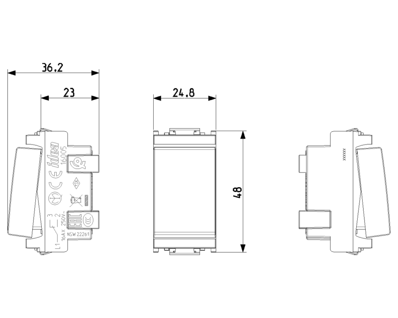 1P 16AX 2-way switch grey - Image 2