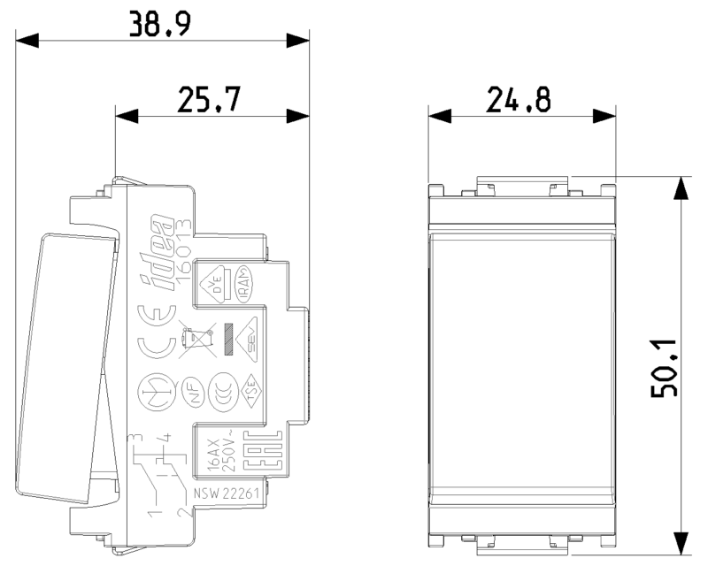 1P 16AX reversing switch grey - Image 2