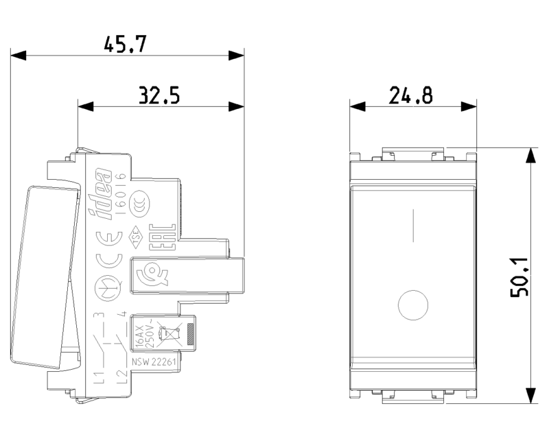 2P 16AX 1-way switch grey - Image 2