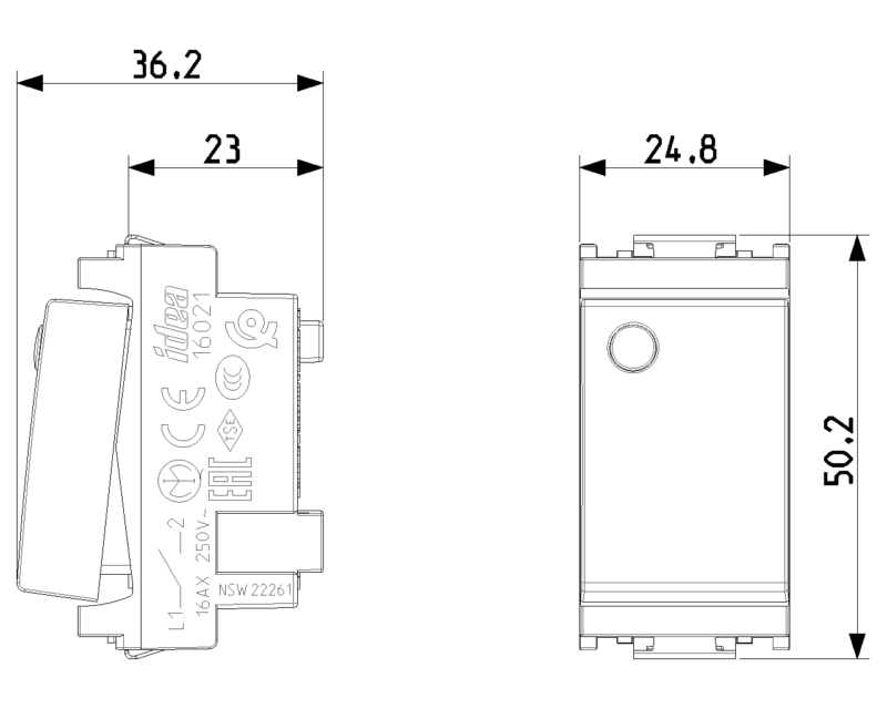 1P 16AX 1-way switch luminous grey - Image 2