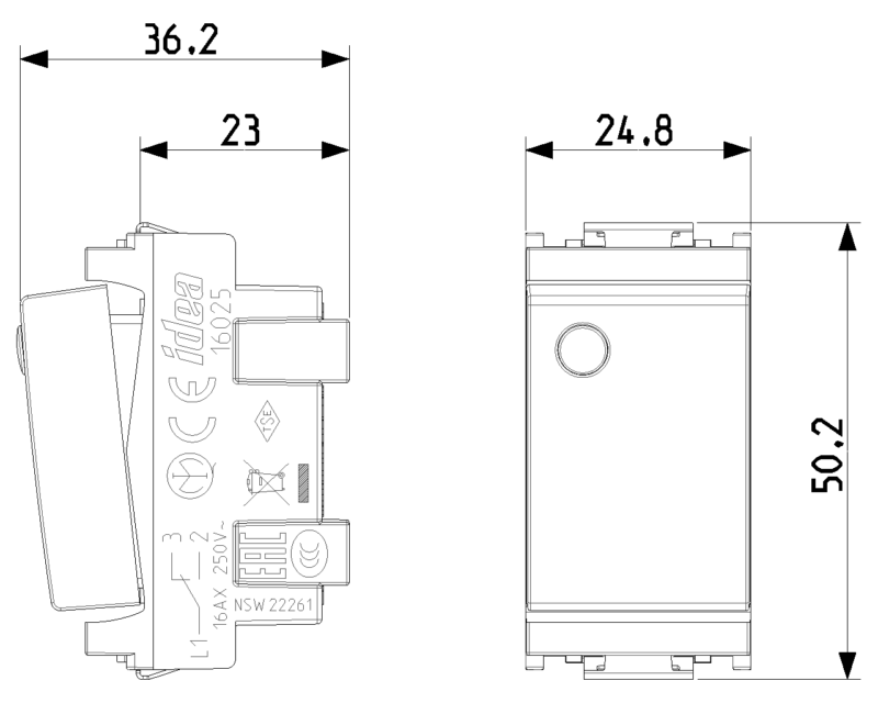 1P 16AX 2-way switch luminous grey - Image 2