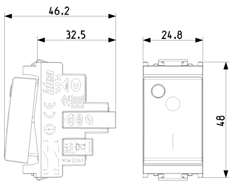 2P 16AX 1-way switch luminous grey - Image 2