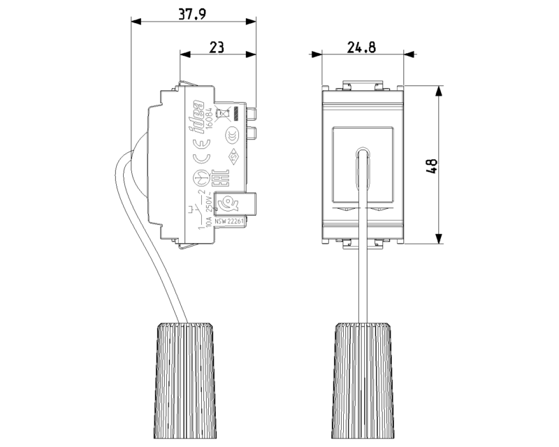 1P NO 10A cord-operated push grey - Image 2