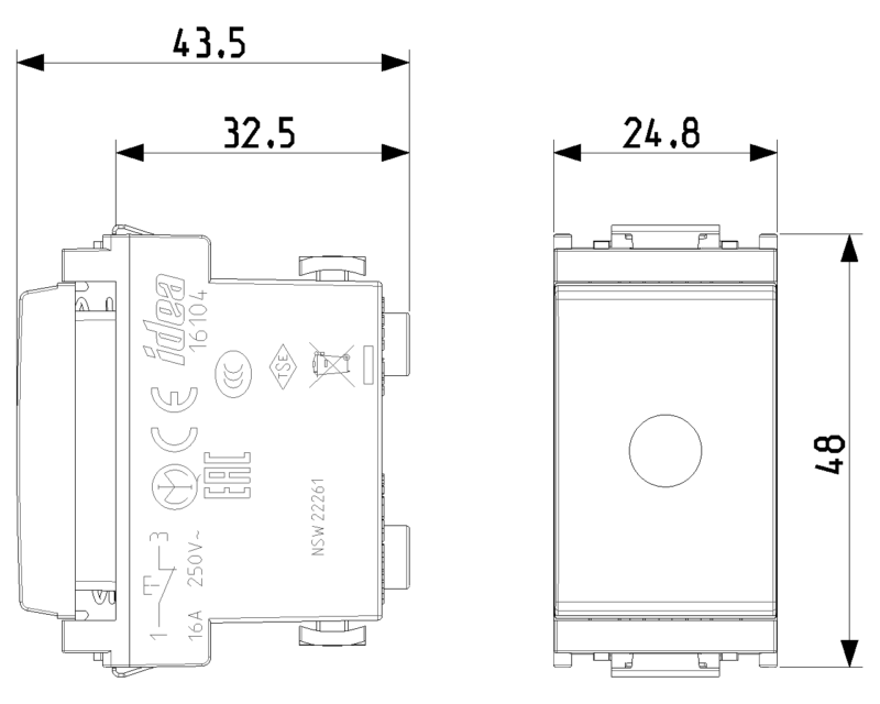 1P NC 16A push grey - Image 2