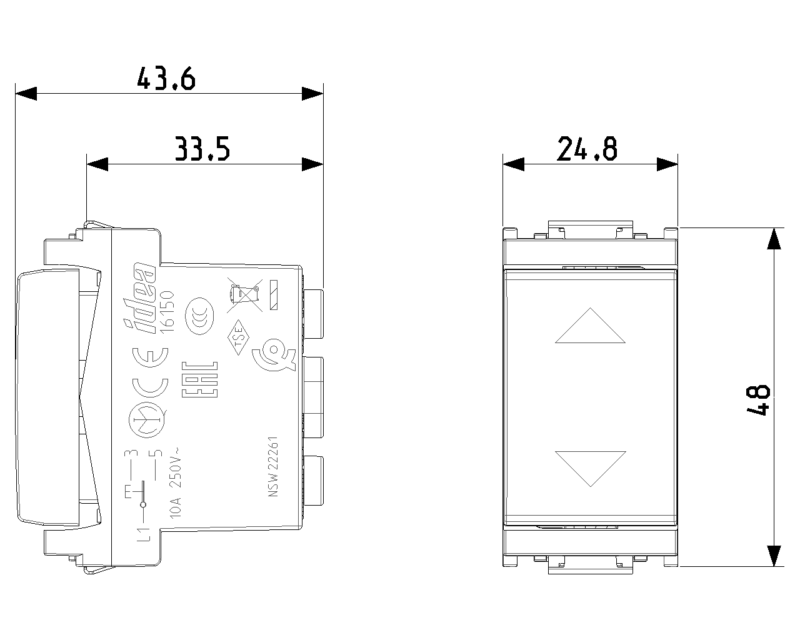 1P 10A 2-way push button grey - Image 2