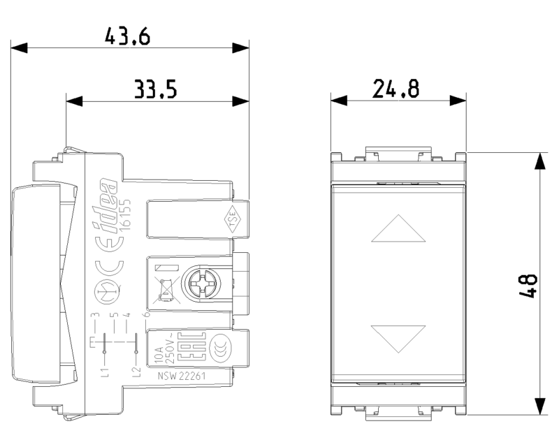 2P 10A 2-way push button grey - Image 2