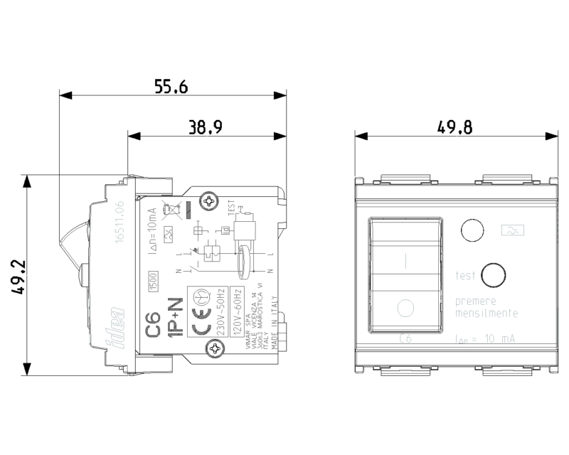 1P+N C6 RCBO 120-230V 10mA grey - Image 2