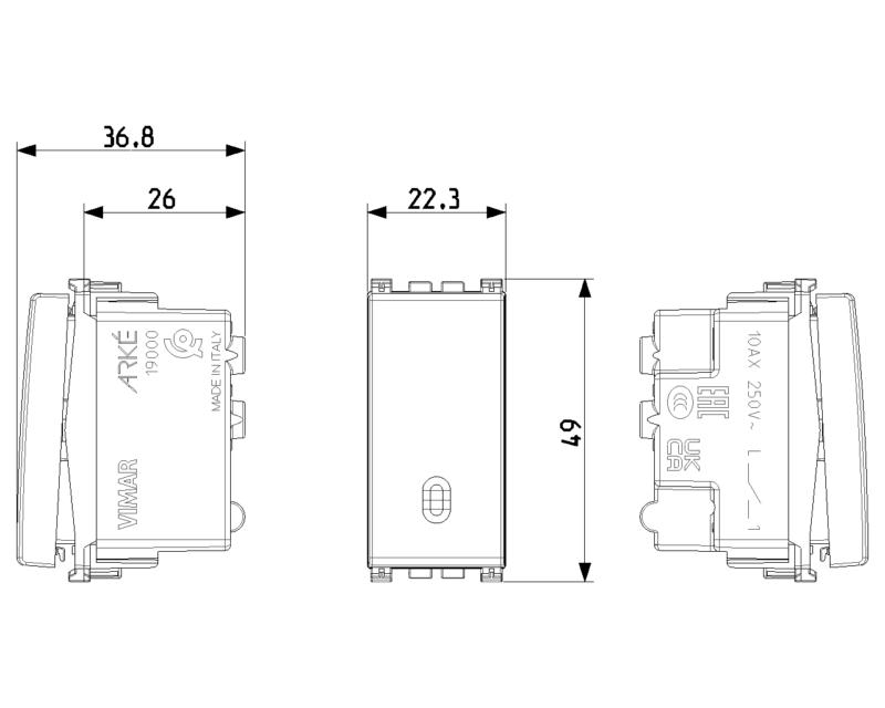 1P 10AX 1-way switch grey - Image 2