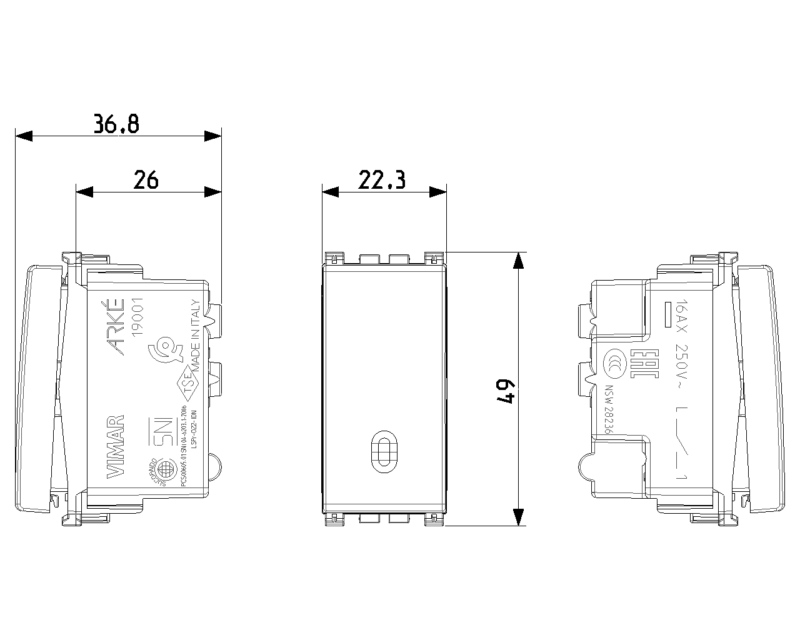 1P 16AX 1-way switch grey - Image 2