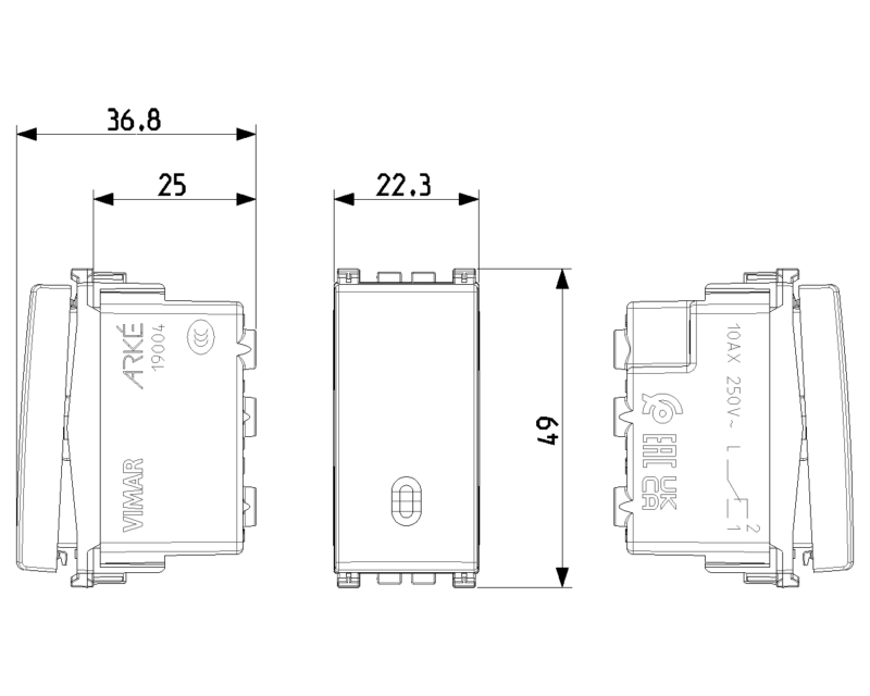 1P 10AX 2-way switch grey - Image 2