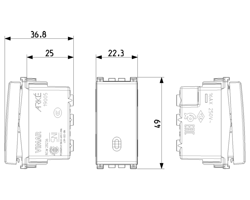 1P 16AX 2-way switch grey - Image 2