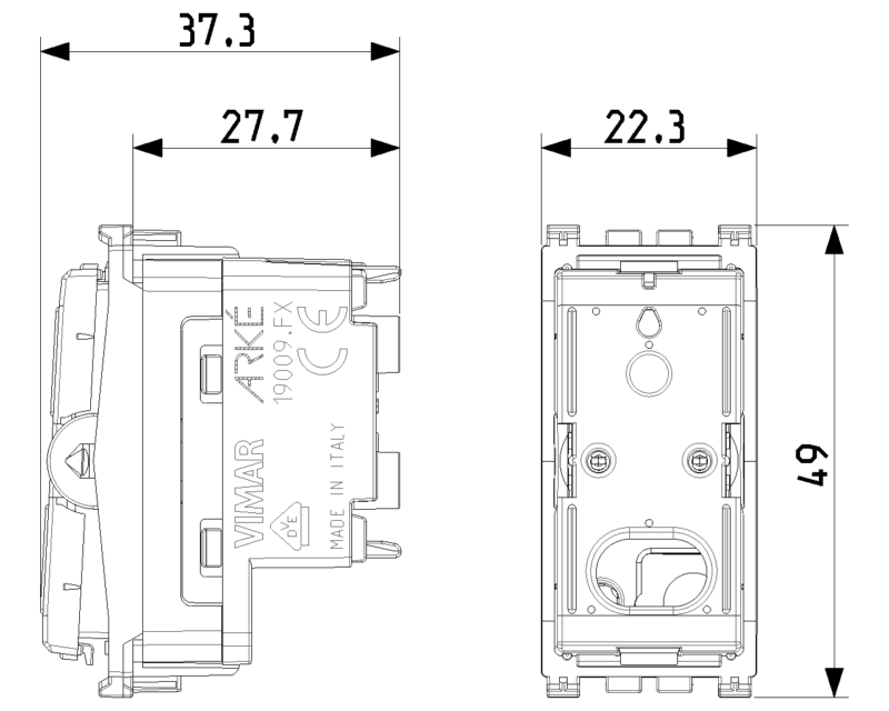 1P 10AX reversing switch mech.screwless - Image 2