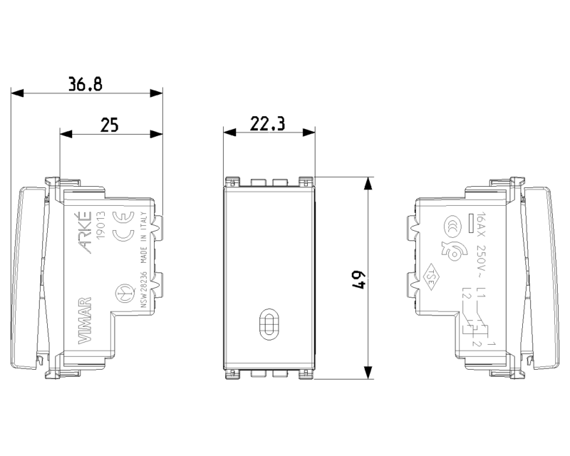 1P 16AX reversing switch grey - Image 2