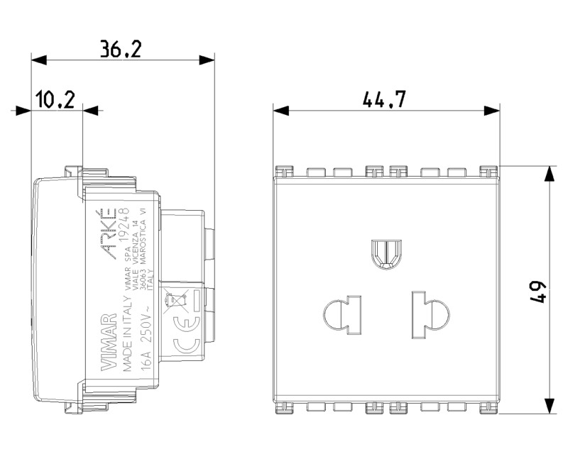 2P+E 16A USA+EU SICURY outlet grey - Image 2