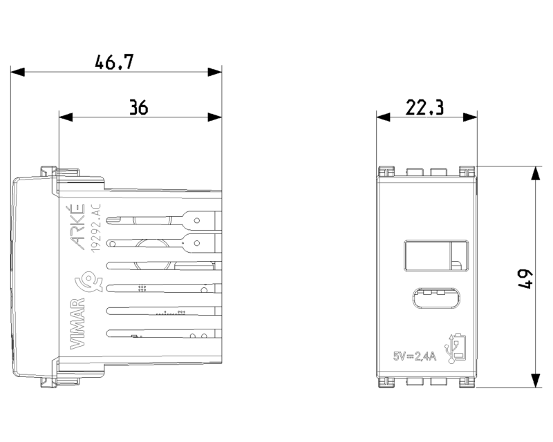 A+C-USB supply unit 5V 2,4A 1M grey - Image 2