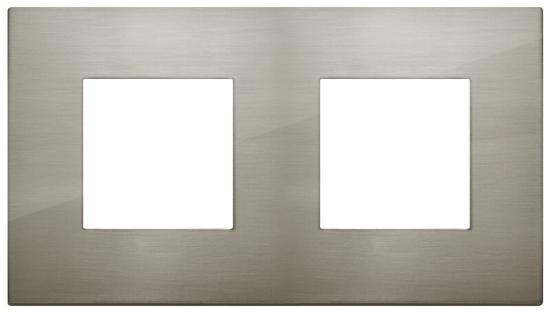 Plate 4M(2+2x71) metal brushed inox