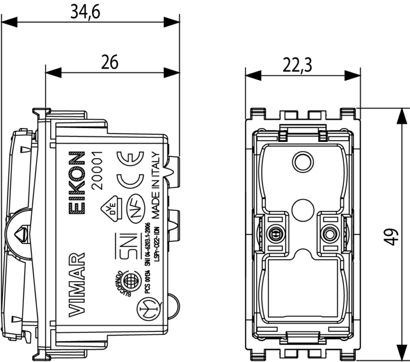 1P 16AX 1-way switch mechanism - Image 2