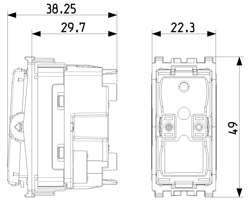 1P 10AX 2-way switch mechanism screwless - Image 2