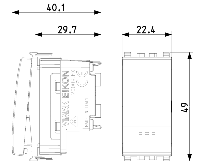 1P 10AX reversing switch screwless grey - Image 2