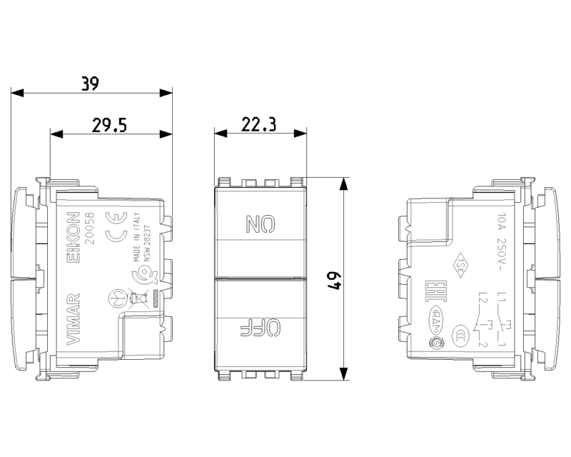 Two independent NO+NC 10A pushes grey - Image 2