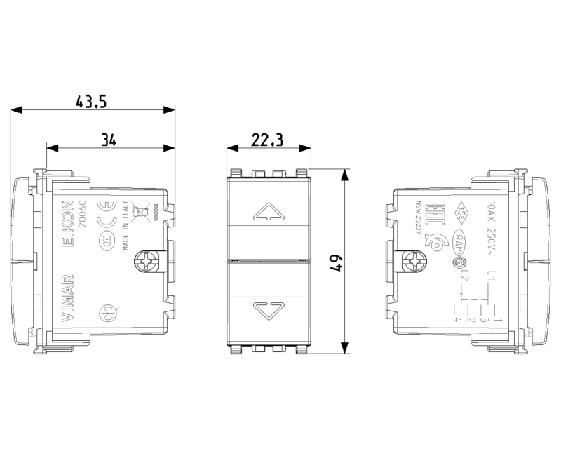 2P 10AX 2-way switch grey - Image 2