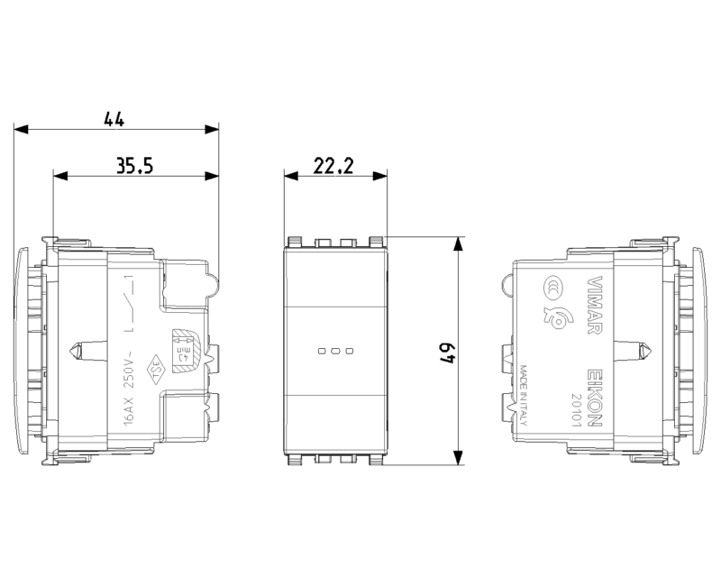 Axial 1P 16AX 1-way switch grey - Image 2