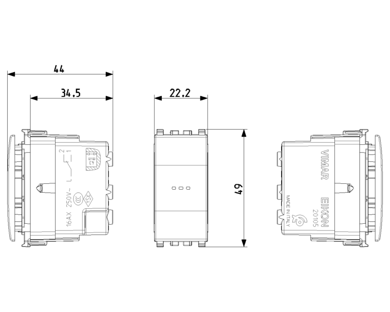 Axial 1P 16AX 2-way switch grey - Image 2