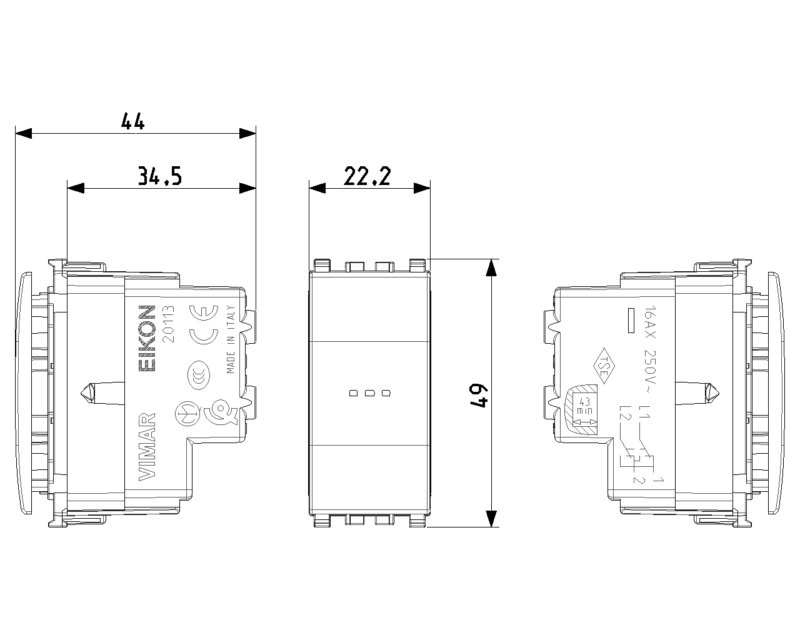 Axial 1P 16AX reversing switch grey - Image 2